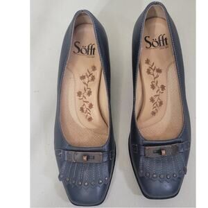 Sofft Shoes Womens Size 7N Leather Blue 2Kitten Heel Peasant Boho Modern Shoes